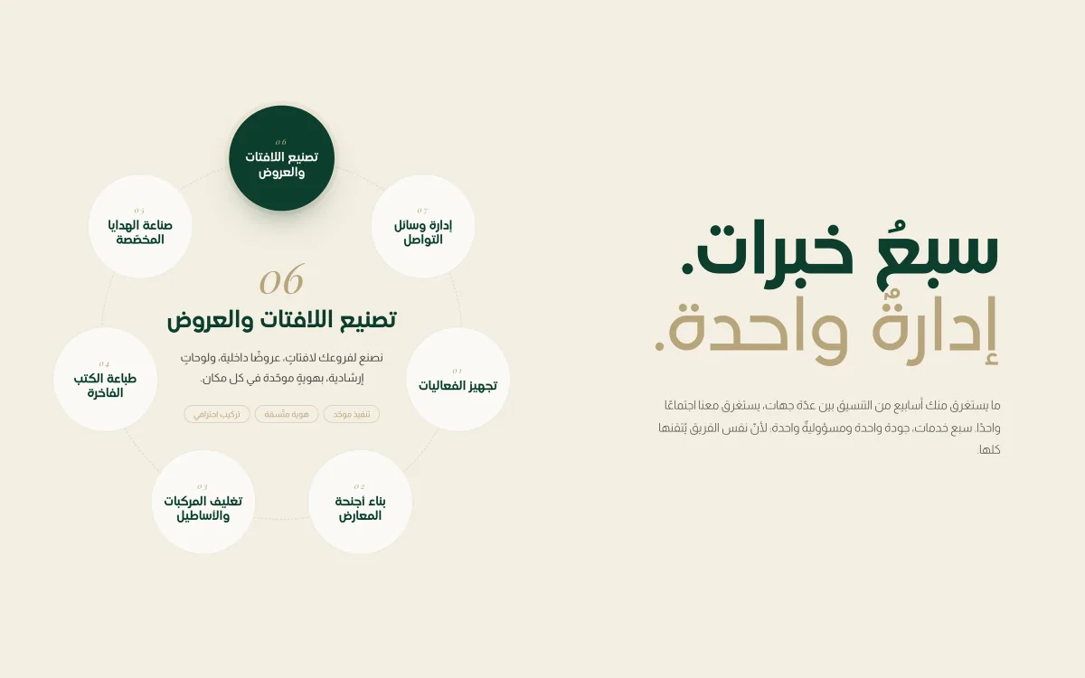 The services section of Vista United's Arabic website