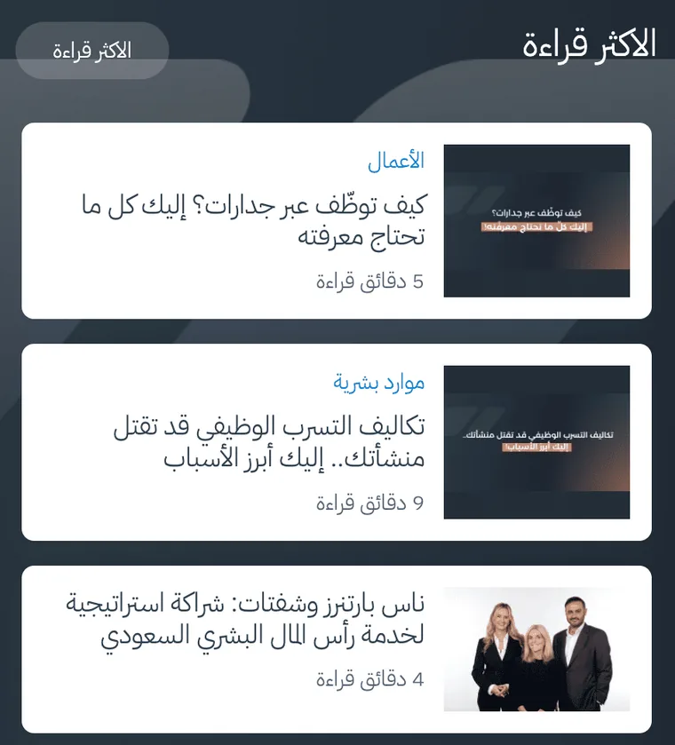 The most-read list on Shiftat's blog: four Arabic articles
