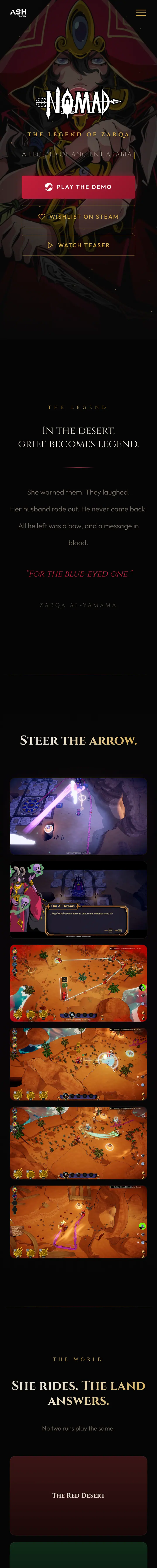 The Nomad game page on mobile