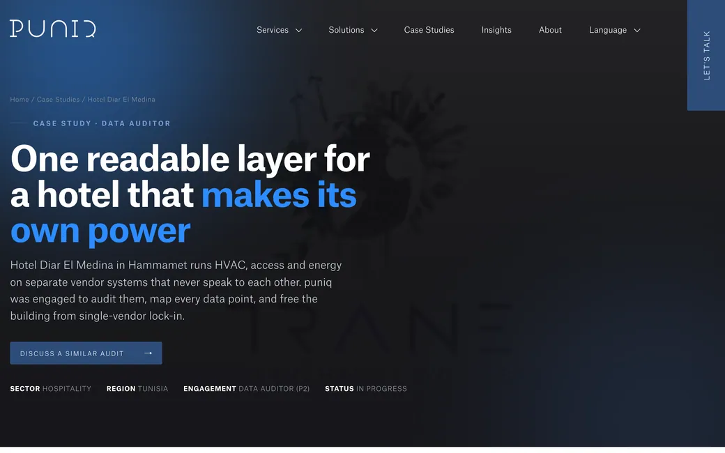 A case study page on the Puniq website