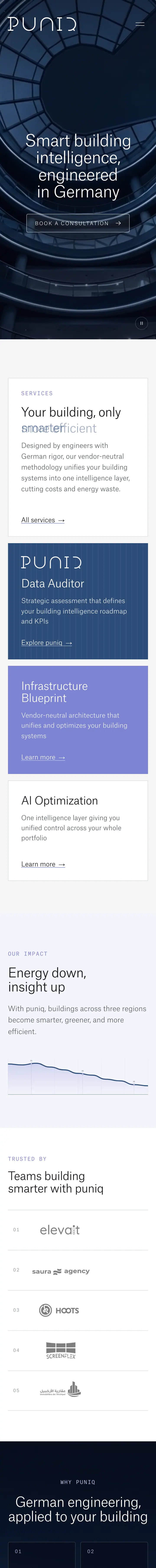 The Puniq website on mobile