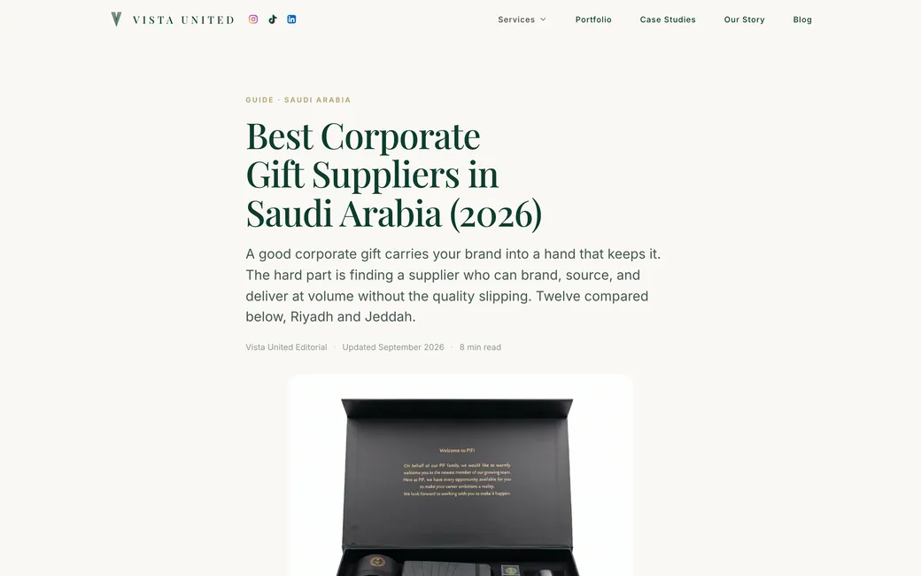 An article on the Vista United blog about corporate gifts