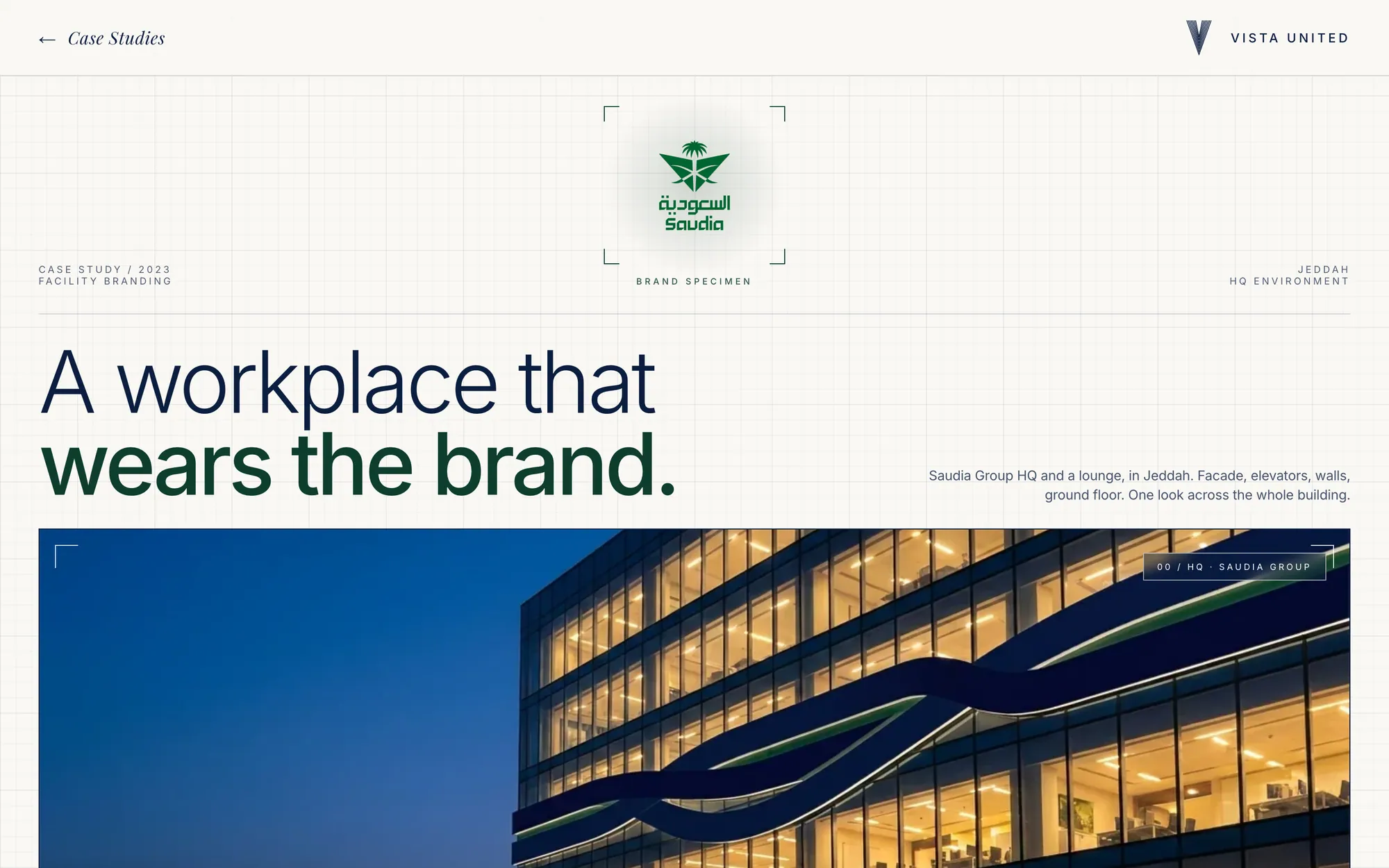A case study page on the Vista United website, in English